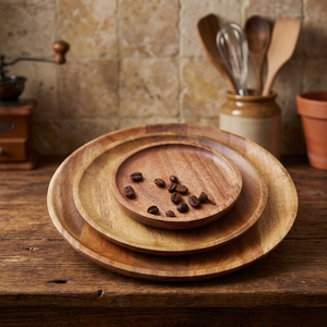 Plato Redondo de Madera Ecológico Clásico con Logotipo Personalizado en Varios Tamaños para Hotel o Cafetería - Product Image 3