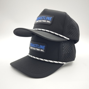 Boutique 5 Panel Solid <b>Waterproof</b> Golf Cap Custom Silicone Logo Low MOQ OEM Laser Perforated Flat Bill Dimensional Badge Trim - Product Image 2