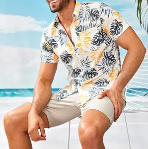 Hawaii Arrival Fashion Summer Mens Vintage Ethnic Printed Turn Down Collar Short Sleeve Loose Casual Shirts