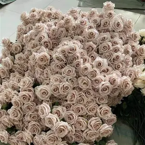 GOG149 bunga pernikahan bahan bahan tengah meja rose gold satin debu kantong sutra mawar merah bunga buatan jumlah besar 12 kepala bola