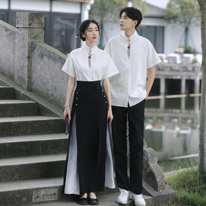 Conjuntos de Hanfu de estilo chino para parejas, conjuntos de verano para fotos de graduación y actuaciones en escenario - Product Image 4