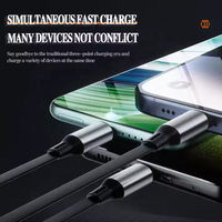 Cable de Datos USB Tipo-C Retráctil de Carga Rápida 3 en 1 de 100W con Soporte para Teléfono, Material TPE, Pequeño Regalo para Computadoras, con Logotipo Personalizado