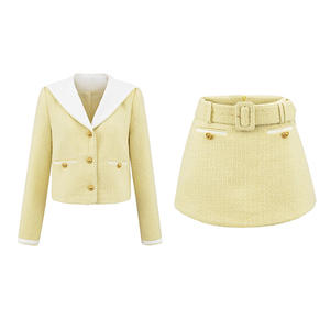 [Personalizable] Conjunto de Dos Piezas de Falda Corta con Botones y Cuello Marinero Estilo Universitario, Ropa Casual Ecológica que Rejuvenece para Mujer - Product Image 1