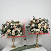 OEM/ODM Grande Composition Florale de Roses Artificielles en Soie Blanches de 50cm, 60cm, 70cm pour Centres de Table de Mariage