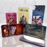 Boîte en fer blanc rectangulaire de Noël pour chocolats, en matériaux recyclés, pour assortiment de gâteaux et de truffes, emballage cadeau de fêtes