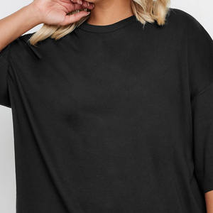 Camiseta informal de verano de manga corta 100% algodón, tela suave, gruesa, para mujer, talla grande, holgada. - Product Image 2