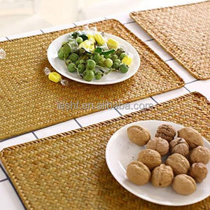 Klassische Rechteckige Gewebte Stoff-Tischsets aus Korbgeflecht & Natürlichem Seegras 43 cm x 30 cm 5 mm Dick Umweltfreundliche Esstisch-Matten - Product Image 2