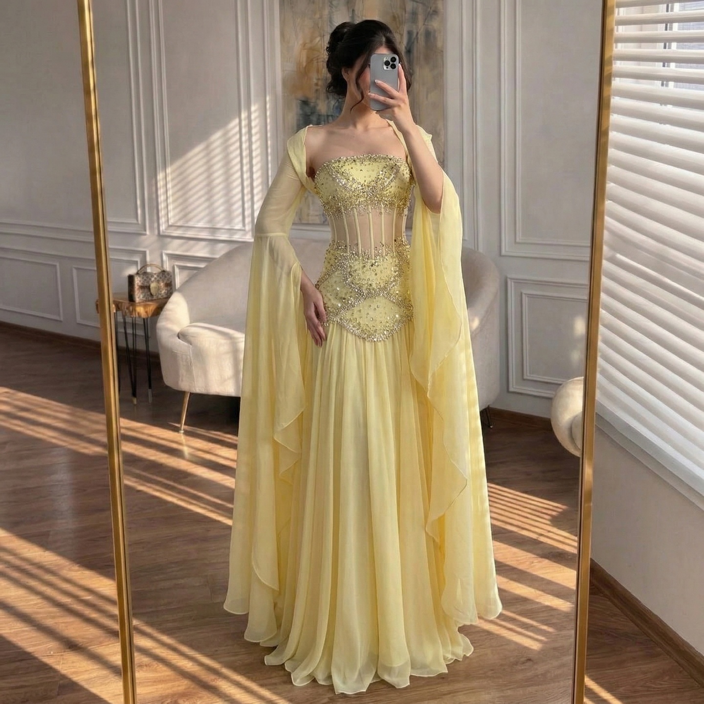 Elegant Arabic Prom Dresses - Beaded Floor-Length Gowns
