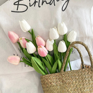 Mini-tulipes artificielles Kch, fleurs artificielles roses et blanches, 10 pièces, décoration de mariage, ornements pour la maison, accessoires de photographie en extérieur - Product Image 5