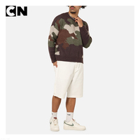 Fabricant de tricots certifié BSCI, conception personnalisée de logo, pull en laine mohair camouflage imprimé sur toute la surface pour homme, pull d'hiver brossé