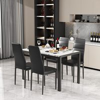 Ensemble de chaises de Table de cuisine en Faux marbre, 5 pièces, 4 chaises à cadre métallique PU pour petit espace Compact moderne