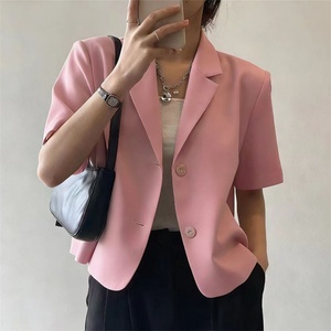 Neuer Damen Sommer Kurzblazer mit Knöpfen Kurzarm Büro Casual Slim Fit Mantel - Product Image 3