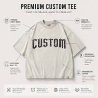 T-shirt surdimensionné pour homme avec impression de lettres gothiques anciennes anglaises, style vintage délavé à l'acide, streetwear avec finition usée