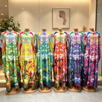 Robe Boubou à imprimé africain pour femmes, robe longue ample à manches longues, kaftan décontracté, abaya musulmane, robe islamique