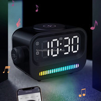 15W Magnetisches Kabelloses Ladegerät LED Digitaler Wecker mit Schnellem Kabellosen Ladegerät BT-Lautsprecher