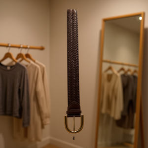 Cinturón Ovalado de Cuero PU Trenzado de 6 cm, Accesorio de Moda para Mujer - Product Image 2