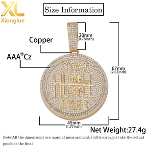 Trendy Fashion Bling Hiphop Shiny Stylish Jewelry Iced <b>Striking</b> Baguette Zircon Brass Letter Round <b>Plate</b> Pendant Necklace - Product Image 3