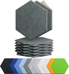 12 Pack Auto-adesivo Hexagon Fibra de poliéster Painel absorvente de som Hexagon PET sentiu Painéis de parede à prova de som Painéis acústicos