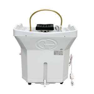 Bac à shampoing et lavabo de luxe électrique 2-en-1 portable en acier inoxydable et cuir synthétique pour salons de coiffure - Product Image 2