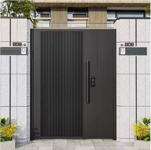 Portes pivotantes <span class=keywords><strong>de</strong></span> sécurité d'entrée résidentielle modernes, aluminium <span class=keywords><strong>de</strong></span> haute qualité, entrée extérieure principale pour maison, automatique pour hôtels - Product Image 2