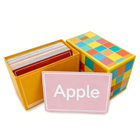 Cartes éducatives personnalisées, emballage en boîte cartonnée aux coins carrés, cartes d'apprentissage bilingues pour enfants, exemple de mots en anglais