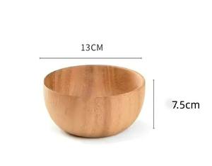 Eco-Friendly Large <strong>Wooden</strong> <strong>Bowl</strong> with Lid for Sale Small <strong>Wooden</strong> Bowle Plates for Salad <strong>Dough</strong> Food for Travel - Product Image 5