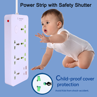 Prise d'extension UE multiprise 6 voies 3x1mm câble 2 mètres de câble d'extension multiprise avec interrupteur et protection contre les surtensions