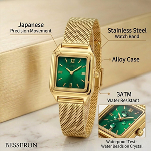 ชุดนาฬิกาข้อมือสตรีสีแดงทรงสี่เหลี่ยมแบบ OEM พร้อมสร้อยคอ แหวน และต่างหู - Product Image 6