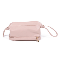Sac à cosmétiques double couche en cuir, sac de maquillage de voyage portable, trousse de toilette en cuir, pochette à cosmétiques spacieuse pour femmes et filles
