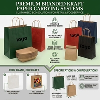 Sac en papier kraft écologique imprimé sur mesure, emballage alimentaire jetable avec poignée, pour supermarché, plats à emporter, shopping, vente au détail, cadeaux