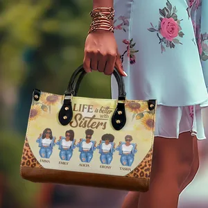 A vida é melhor com irmãs - Bolsa de couro personalizada para mulheres, bolsas mensageiro personalizadas POD, bolsas de couro PU de luxo 2024