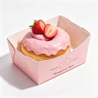 Boîtes à pâtisserie roses biodégradables de qualité alimentaire avec logo personnalisé, pour gâteaux, desserts, beignets