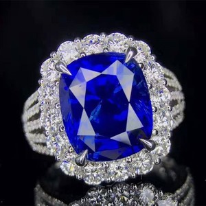 सऊदी अरब लक्जरी शादी के साथ रत्न गहने हीरा <span class=keywords><strong>18k</strong></span> सोने 9.61ct प्राकृतिक unheated रॉयल ब्लू नीलम की अंगूठी - Product Image 3