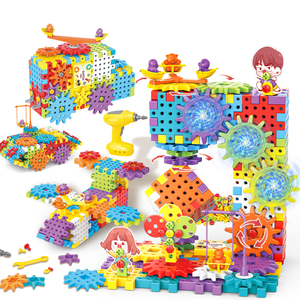 Tự làm điện khối xây dựng vui gạch Đồ chơi nhựa 3D máy in giáo dục bánh răng đồ chơi công cụ bộ với điện Khoan hơi nước đồ chơi - Product Image 1