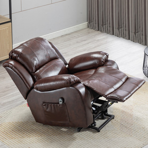 <b>Electric</b> Recliner Chair Single Person Genuine Leather Adjustable Height For Adults And Elderly - Product Image 3