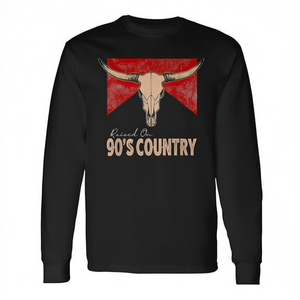 Vintage Western <b>Bull</b> <b>Skull</b> Long Sleeve T-Shirt Cotton Crew Neck Unisex Adults Promotional Activities Silk Screen Printing - Product Image 3