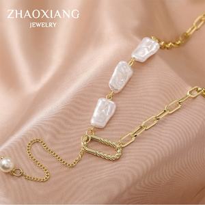 Fábrica forma Irregular perla agua dulce Diseño Acero Inoxidable mujeres novia encantos joyería accesorios de moda - Product Image 2