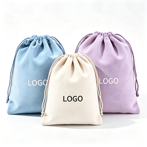 Pochette en velours réutilisable avec cordon de serrage, sac en velours personnalisé avec logo pour collier, boucles d'oreilles, bijoux, cosmétiques, sac de rangement - Product Image 1