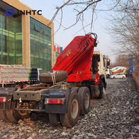 HOWO 6x4 371hp traktör kamyon başbakan ile 12ton katlanır kollu vinç bomlu kamyon