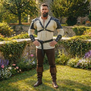 Conjunto de Armadura de Hombro, Brazalete y Cinturón, Estilo Medieval, Vikingo, de Cuero PU Ajustable, para Cosplay de Guerrero, Halloween, Accesorios para Disfraces de TV y Cine - Product Image 2