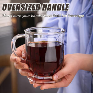 Surdimensionné 480/640ml INS <span class=keywords><strong>Gulu</strong></span> grande bouche tasse Style coréen anti-dérapant large Base verre café thé bière tasses avec poignée - Product Image 5