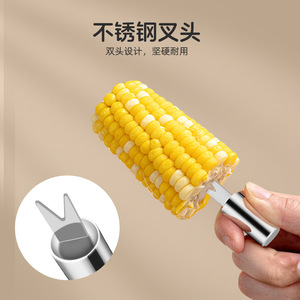 Tenedor para maíz de acero inoxidable con mango pequeño, herramienta para barbacoa, tenedor creativo para frutas, tenedor para carne asada, aguja portátil para maíz. - Product Image 4