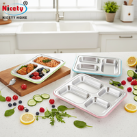 Boîte à bento en acier inoxydable 304 de qualité alimentaire, 3/4 compartiments, anti-fuite, pour enfants et adultes