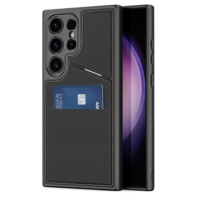 Business Leather Dual Card Slot Mobile Phone Case for Samsung S24u S23  Holder Phone Case for iPhone 15 Promax