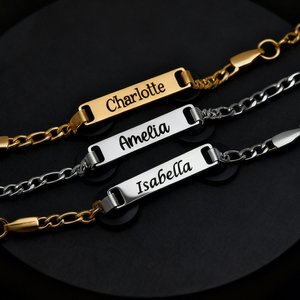 Bracelets personnalisés en acier inoxydable, plaqués or, gravés sur mesure avec nom et date de <span class=keywords><strong>naissance</strong></span>, chaînes de main, bijoux pour femmes et hommes - Product Image 4