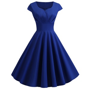 Robe d'été pour femmes, style Hepburn vintage, rockabilly, <span class=keywords><strong>pin</strong></span>-<span class=keywords><strong>up</strong></span>, robe décontractée rétro élégante, robe de soirée midi, robe d'été - Product Image 6