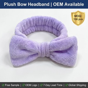 Diadema de Terciopelo Suave con Lazo Blanco y Gris en Stock, Empaque Personalizado, Muestra Gratis, Envío Global - Product Image 2