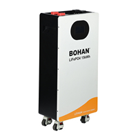 Batterie LiFePO4 Bohan 51.2V 314Ah 15kWh sur roulettes pour stockage d'énergie solaire domestique, >6000 cycles, garantie 5 ans, 120kg, à poser au sol