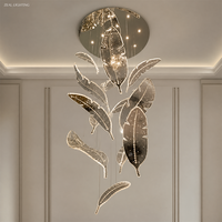 Lustre en cristal à plumes Zeal Lighting, lampe suspendue LED moderne, design en forme de feuille, pour hôtel, villa, restaurant, hall, vente en gros