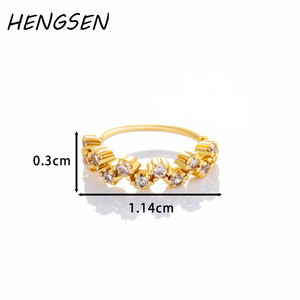 Hengsen 18K mạ vàng mũi <span class=keywords><strong>piercing</strong></span> đồ trang sức Tiny Cubic Zirconia Hoop Vòng mũi cho phụ nữ 8606 # - Product Image 2
